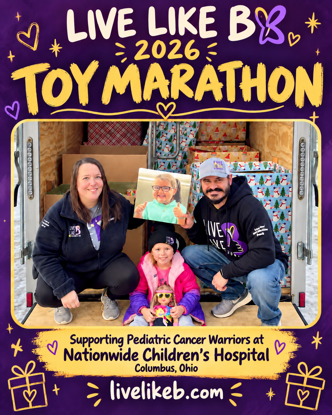 2026 Live Like B Toy Marathon — Supporting Pediatric Cancer Warriors at Nationwide Children’s Hospital in Columbus, Ohio.